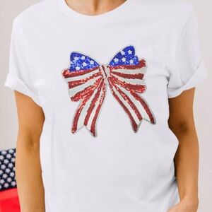 Patriotic Bow Sequin T-Shirt